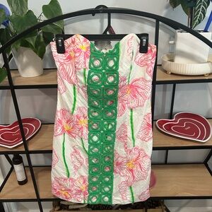 Lilly Pulitzer Strapless Dress in Pink and Green